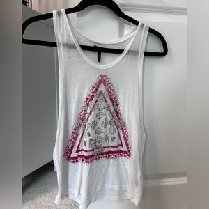 Nollie white and red tribal print graphic muscle tank top